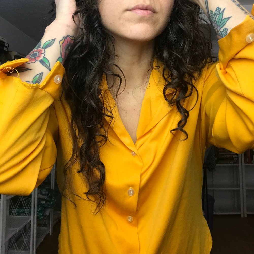 Orange Button Down Blouse - B60 - image 8